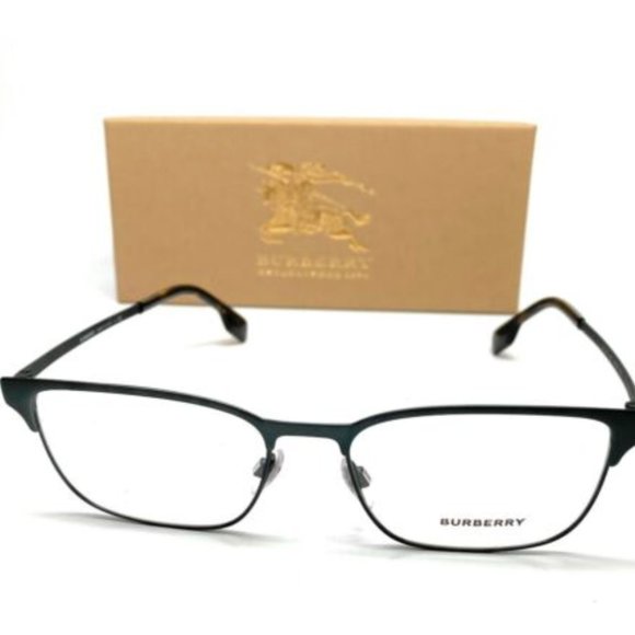 Burberry Men's Green Rubber Rectangle Eyeglasses! - Picture 2 of 4